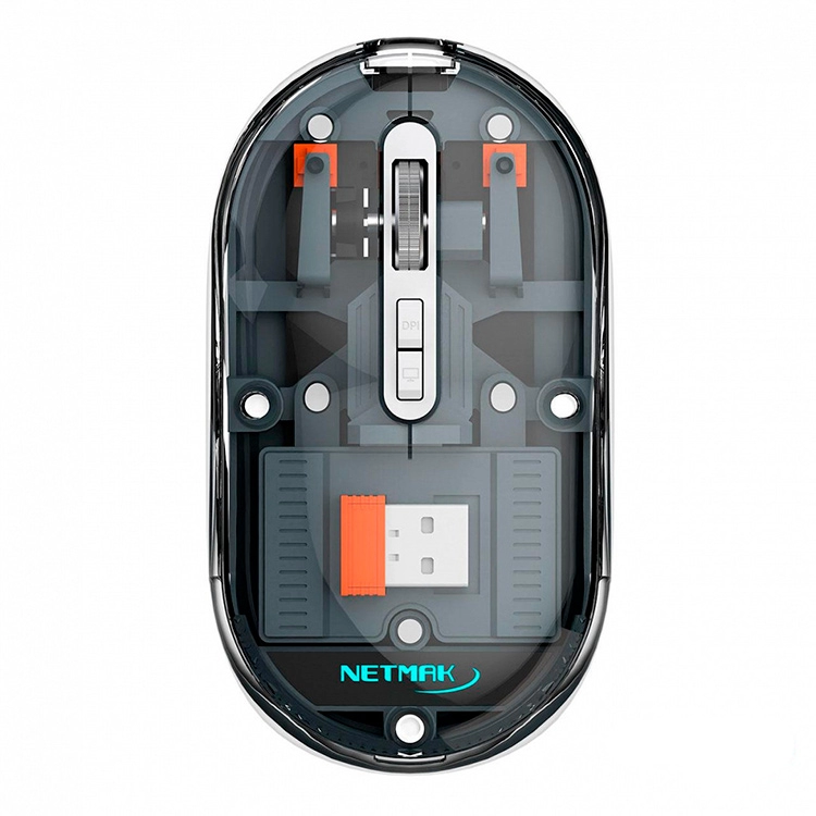 Mouse Netmak Optimize M670 Inalambrico Transparente Gris 2.4GHZ BT 5.0 Art.NM-M670-S